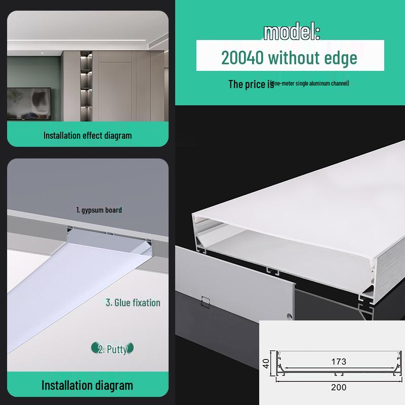 Seamless Linear Recessed LED Light Channel - Aluminum Strip Slot Design