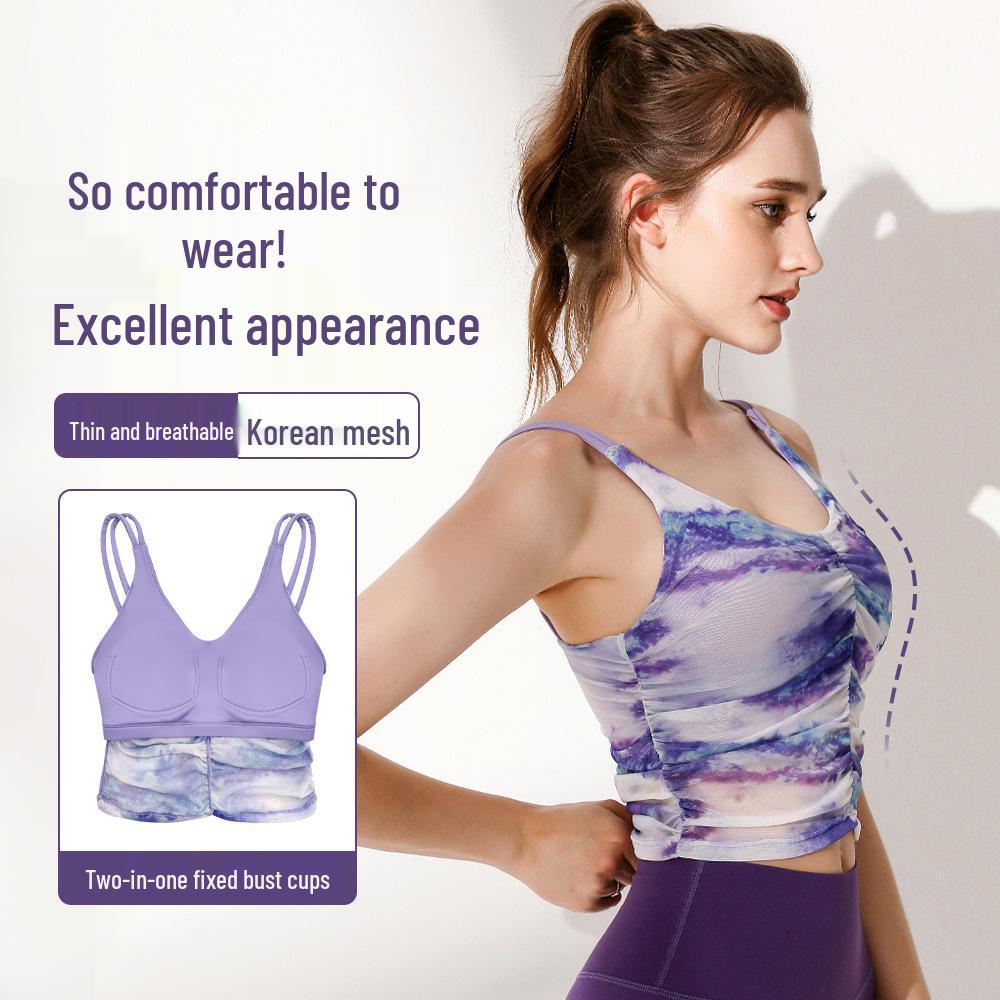 Женский летний амортизирующий спортивный жилет без рукавов с принтом для йоги и активного отдыха