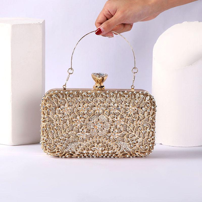 Rhinestone Banquet Bag for Women Sparkly Sequin Wedding Handbag Crystal Clutch Purse Fashion Glitter Shoulder Bag