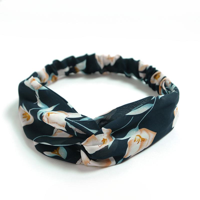 Перекрещенная повязка на голову, шифоновая маленькая цветочная маленькая свежая повязка на голову женская эластичная повязка на голову аксессуары для волос, головной убор