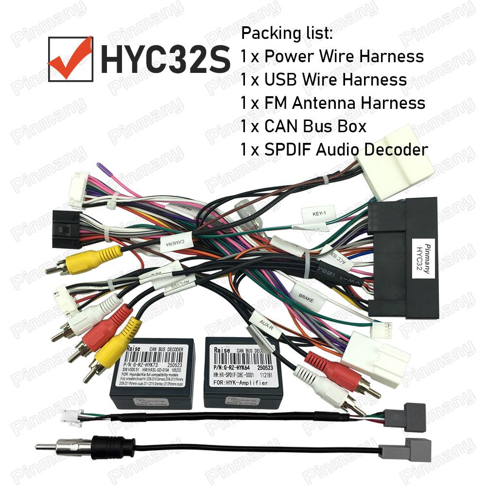 Car Stereo Wiring Harness Connector Android Head Unit CAN Bus Adapter SPDIF Amplifier for Hyundai Tucson KIA Sportage Venge