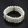 Fashion 3 Rows Faux Pearl Rhinestone Decor Elastic Stretchy Bangle Bracelet