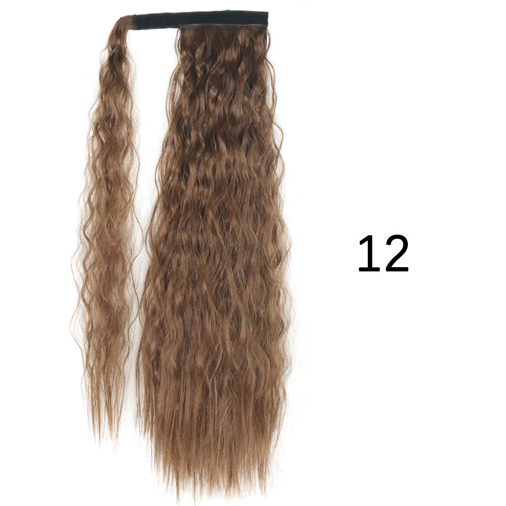 MISS WIG Synthetic Long Wavy Ponytail Hairpiece Natural Blonde Brown Wrap Around Hair Extensions for Women
