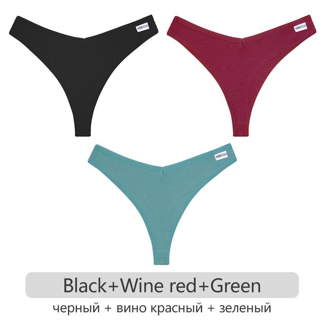 FINETOO Женские трусики с низкой талией, женские хлопковые стринги, 3 шт., удобные вафельные стринги, женское нижнее белье с низкой посадкой и Т-образной спинкой, S-XL, трусы-бикини, нижнее белье