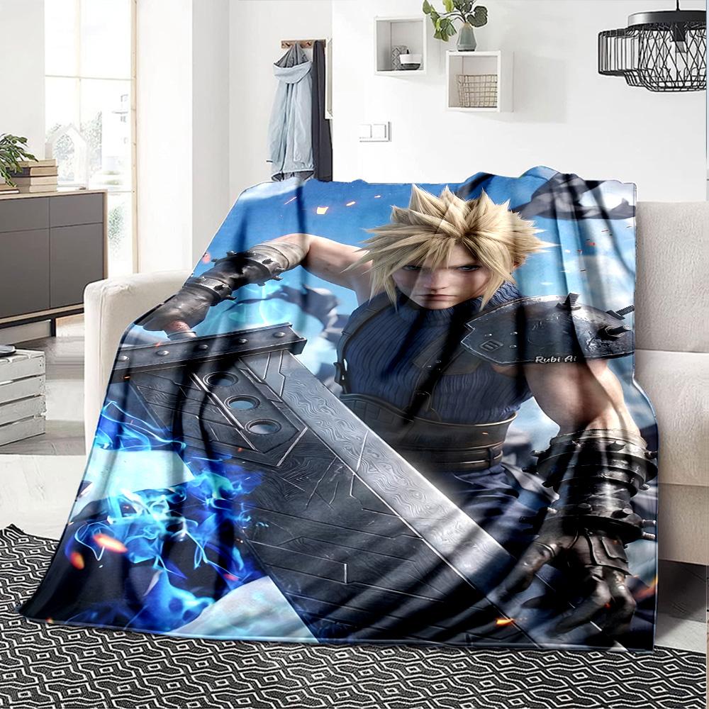 Cloud Strife Buster Sword Flannel Blanket Super Soft Warm Cozy Blanket for Sofa Bed Office Travel All‑Season Home Decor Gift