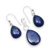 Natural Lapis Lazuli Gemstones 925 Sterling Silver Tear Drop Pendant Dangle Earrings Jewelry Sets For Women & Girls