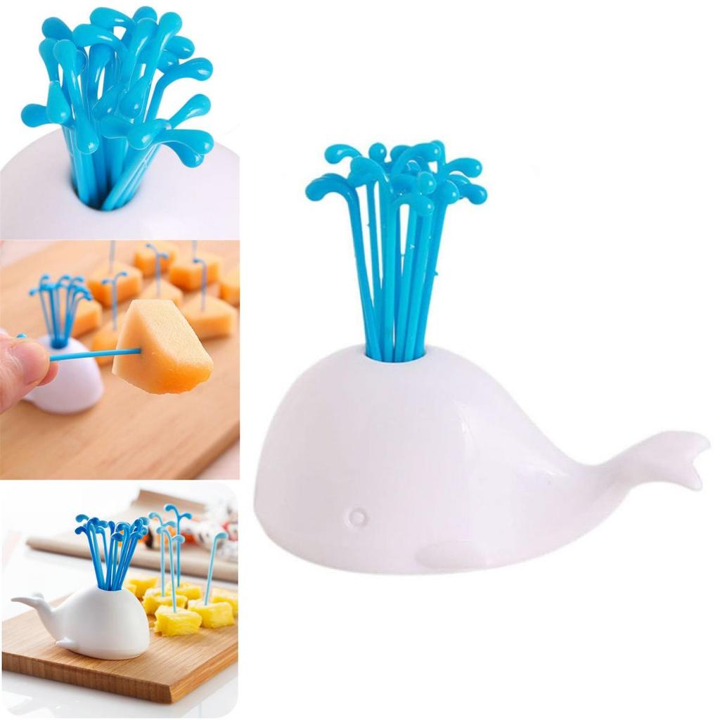Charming Whale-themed Kitchen Utensil Set With 16 Colorful Fruit Vegetable Forks