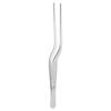 Offset Tweezers, 16cm, Stainless Steel, Precision Serrated Tip Tweezers for Kitchen and Gardening, Plated