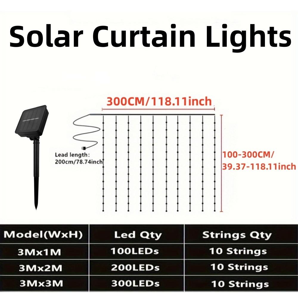 Solar Curtain Light Outdoor Waterproof Solar Fairy Garland String Lights Garden Yard Pavilion Wedding Party Holiday Decor Lights