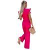 2023 Summer European & American Women's Casual Ruffle Tie Jumpsuit