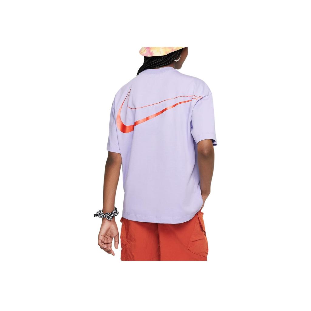 Nike Спортивная футболка с круглым вырезом и логотипом, однотонная, с коротким рукавом, детские топы, гортензия FN9692-515