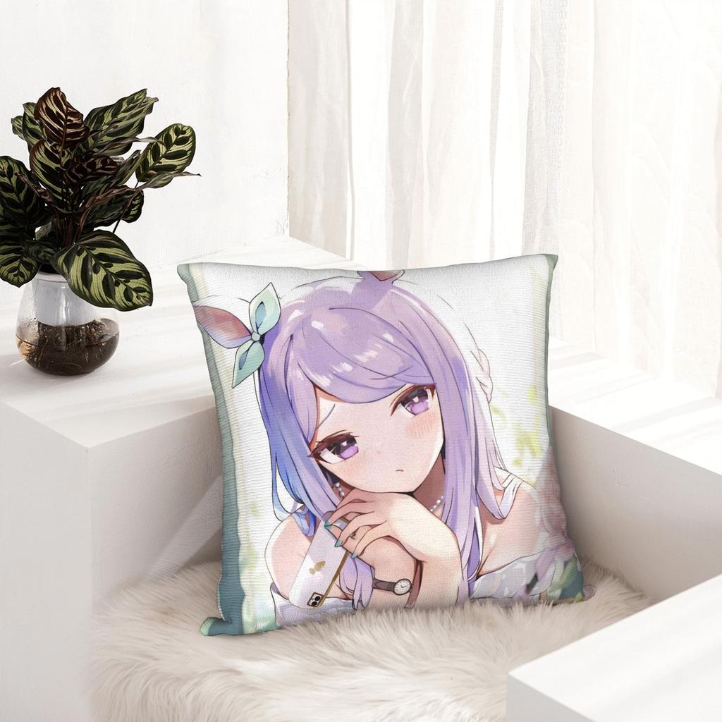 Подушка с принтом Umamusume Pretty Derby Mejiro, мягкая полиэстеровая наволочка для подушки, декоративная наволочка для подушки, домашняя, квадратная, 45*45 см