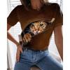 Animal Series Digital 3D Printed Men's Women's Short Sleeved T-shirt Cute Cat Round Neck Base Top