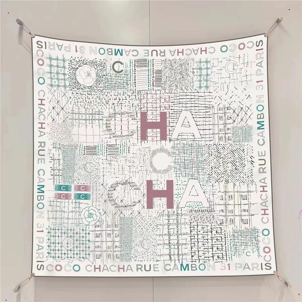 VREOVOR New 90cm × 90cm Large Square Scarf Handmade Desktop Printing Machine Right Angle Curled Edge Twill Silk Fashion Trends