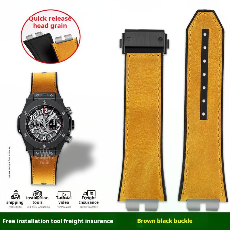 27x18 мм Ремешок с быстрой застежкой для HUBLOT Hublot Серии BIG BANG 411 421 Мужской из нержавеющей стали Металлический шарнир Кожаный Резиновый Ремешок для часов
