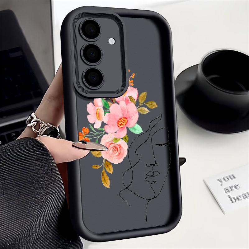 Цветочный Жесткий Девушка Линия Чехол Для Телефона Для Samsung S26 S25 S24 S23 S21 S20 Ultra Funda Для Galaxy S25 S24 FE S26 Plus Силиконовая Крышка