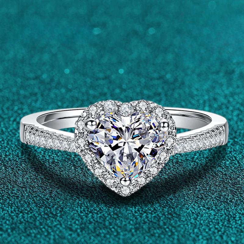 Кольцо с муассанитом в форме сердца, 1 карат, серебро 925 пробы с позолотой, свадебное обручальное кольцо Eternity, ювелирные изделия для женщин