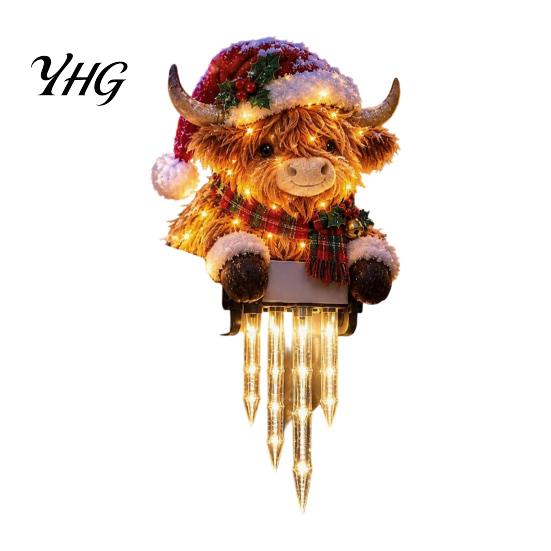 Winter Home Entrance Decorations Glow Snowman Icicle Light Decor, Christmas Outdoor Decorations, Hanging Illuminated Holiday Figurine LED Lights