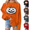 Женские повседневные модные толстовки с длинным рукавом и круглым вырезом с принтом Хэллоуина, пуловер, топ