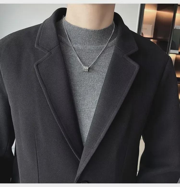 Men's Trendy Korean Wool Suit Jacket for Casual or Light Business Wear