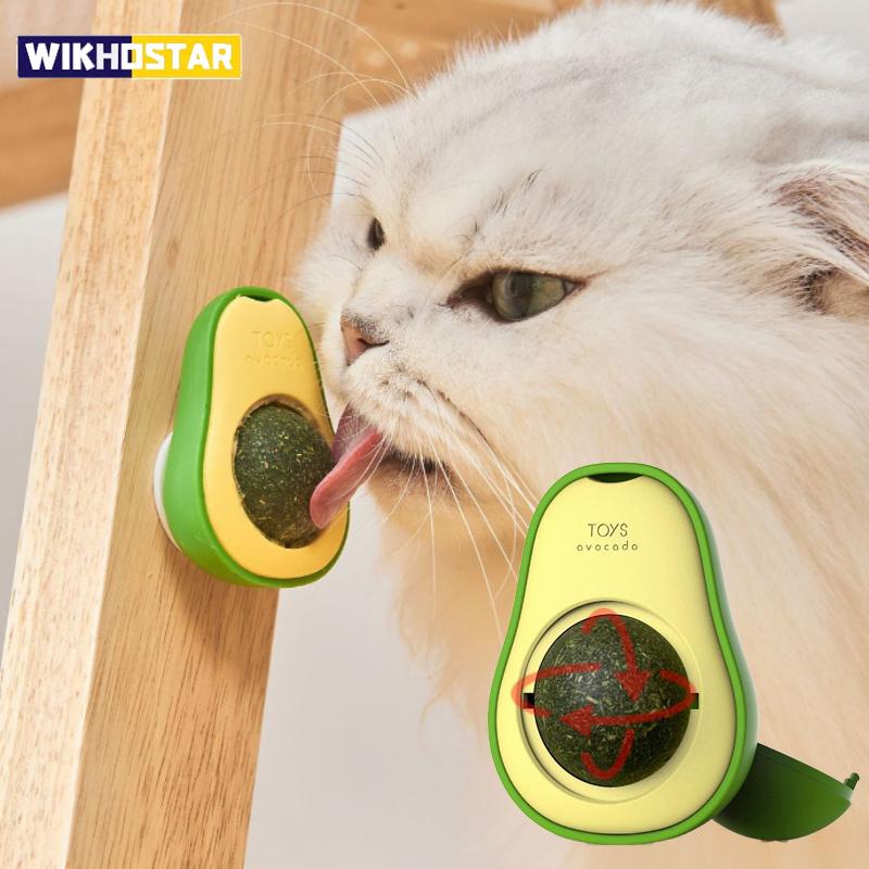 Натуральный кошачий шарик, полезный для здоровья, вращающийся, наклеивающийся на стену, для чистки зубов у кошек, игрушки с кошачьим шариком и кошачьей мятой, принадлежности для царапания