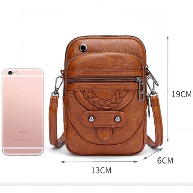 Yogodlns Vintage Soft Leather Crossbody Bags Rivet PU Women Messenger Shoulder Bag Small Female Handbags Phone Purses Black and Brown