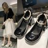 Retro Pearl Bow Mary Jane Shoes Women's Spring and Autumn 2025 New Models, Thick Heel Sweet High Heels Single Shoes