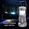 2-in-1 Fan Light Waterproof Solar LED Camping Lamp with Fan Portable Rechargeable Light Multifunctional Fan for Ourdoor Camping