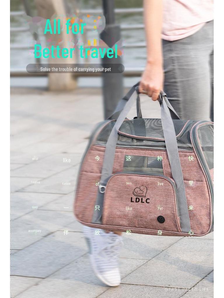 Qisheng LDLC Большая вместительная дышащая складная сумка для путешествий для домашних животных на одно плечо