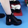 Кожаные ботинки на платформе, нескользящие хлопковые туфли, осень-зима 2025, увеличивающие рост и стройнящие, маленькие ботинки мартин на толстой подошве, женские ve