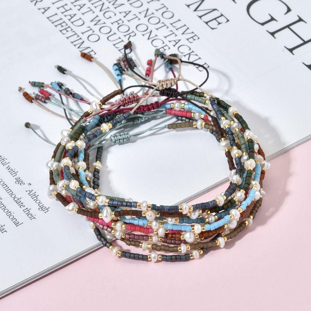 Bohemian Style Beaded Bracelet Thin Design Friendship Bracelet Hand-woven Bracelet Beach Vacation