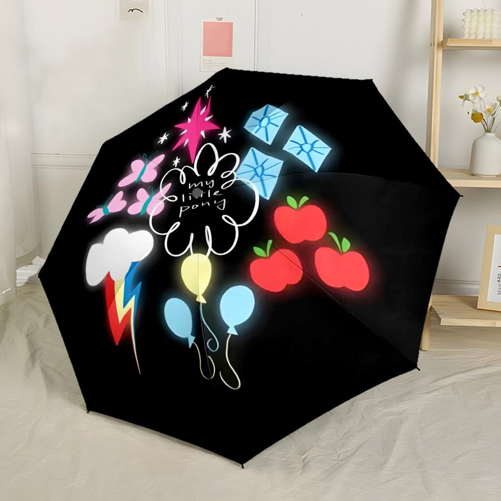 My Little Pony Friendship Portable Automatic Umbrella Folding Umbrella with 8 Ribs Sturdy Construction All-Season Use Fashion Lovers Gift