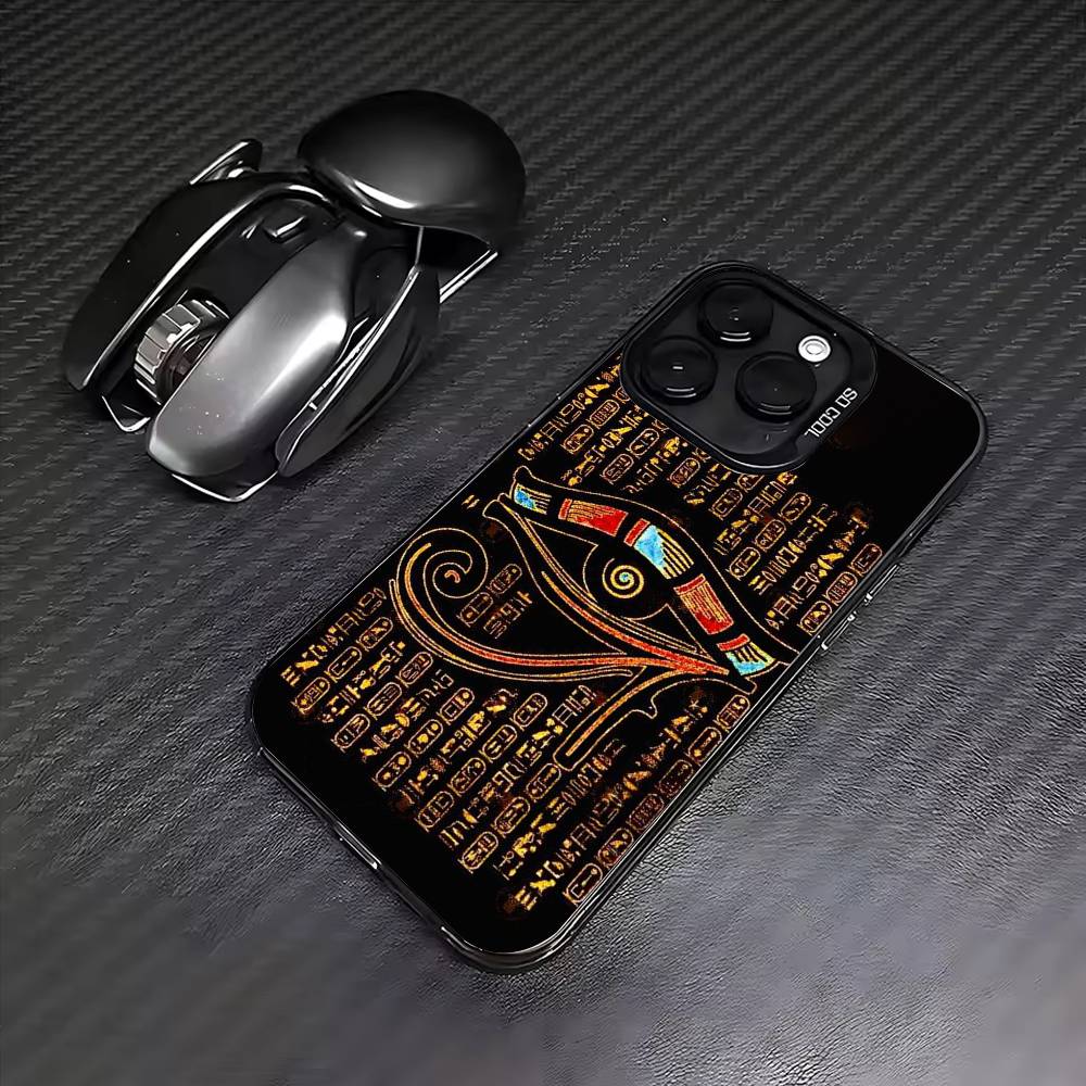 Египетский Глаз Гора Чехол Для Телефона Для iPhone17,16,15,14,13,12,11 Plus,Pro Max Цветной Посеребренный Внутренний Чехол