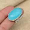 Blue Chalcedony Gemstone Solid 925 Sterling Silver Jewelry Oval Shaped Handmade Ring