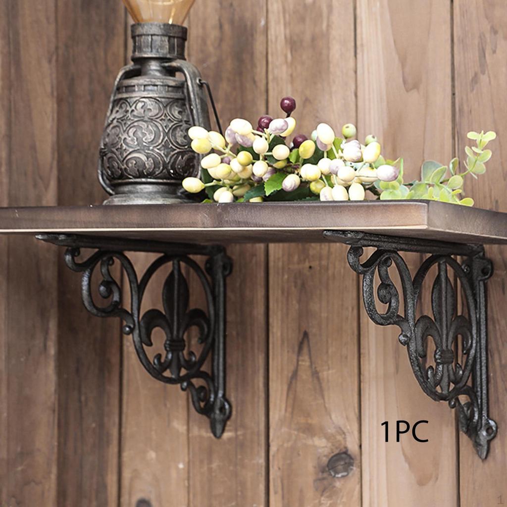 Decorative Shelf Bracket Cast Iron Black Rustic Sturdy Metal Corner Brace Right Angle Wall