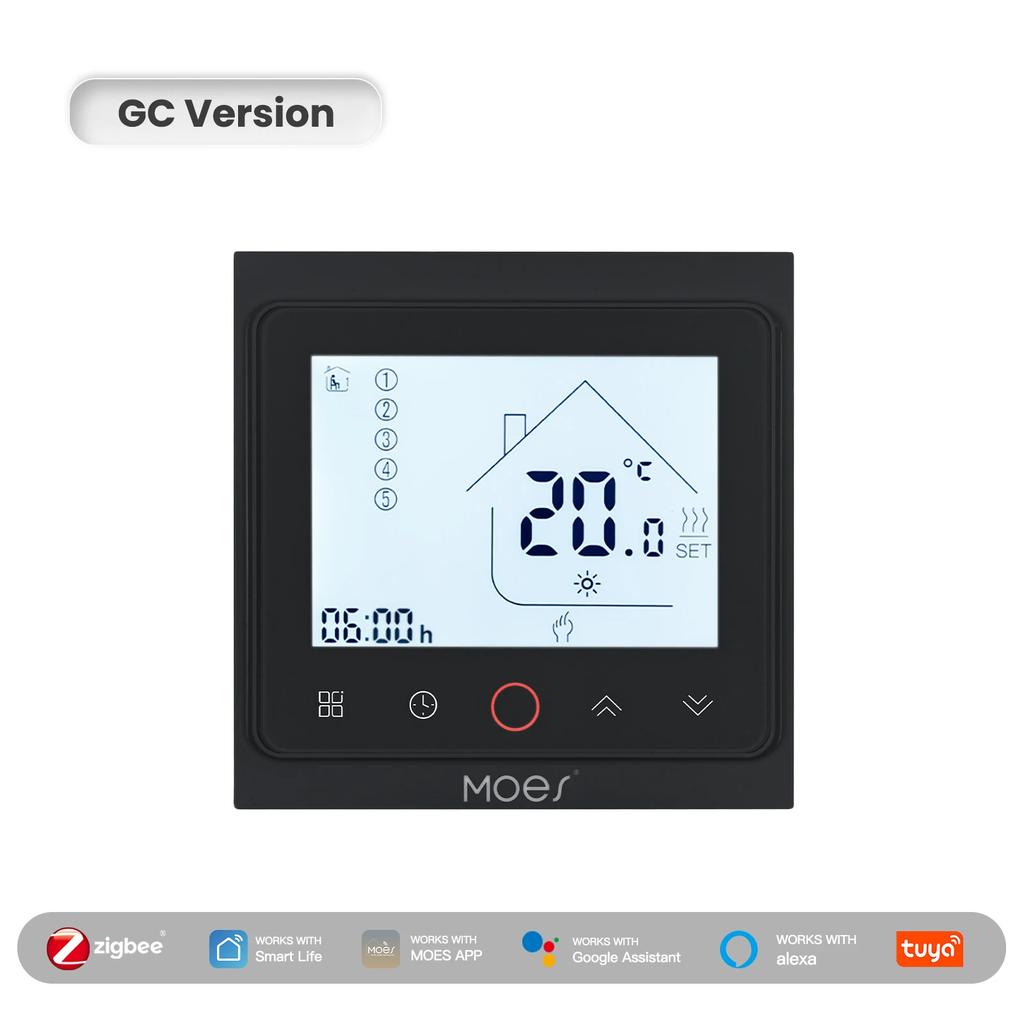 MOES Tuya ZigBee Умный термостат Контроль температуры в помещении Водяной/Электрический теплый пол Газовый котел Работает с Alexa Google Home
