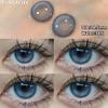 FUNSACHY2pcs Brown Colored Contacts Lenses with Myopia 0~-8.00 Degree Yearly Beauty Cosmetic Makeup Pupils 14.5mm Blue Eye Lens