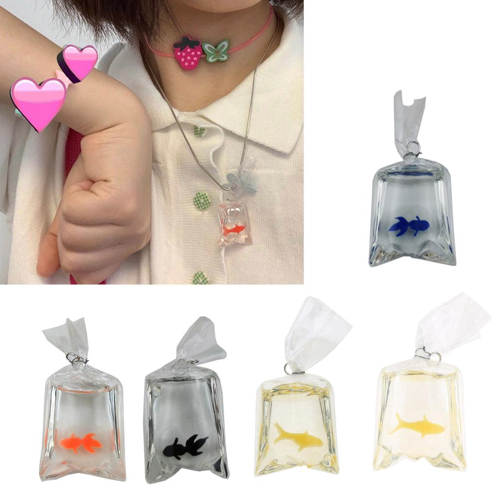 Clear Resin Fish Bag Charm Eye Catching Decorative Goldfish Water Bag Pendant Goldfish In Water Bag Pattern Charm DIY