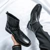 Бренд Мужские Классические Стильные Модные Ботинки на Высокой Подошве с Заклепками Осенние Мужские Остроносые Удобные Резные Дышащие Ботинки Рыцаря