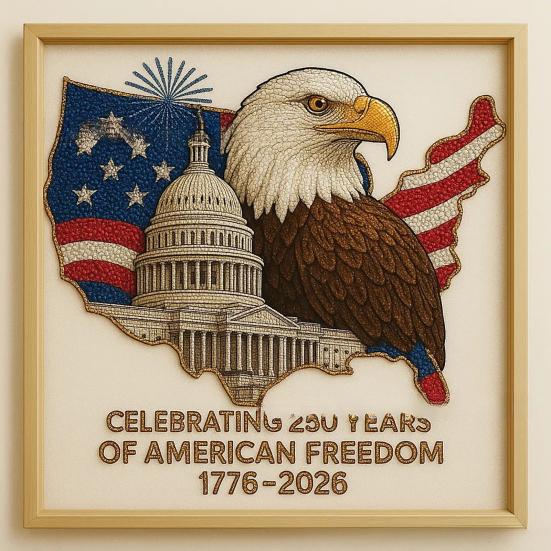 250th Anniversary Diamond Art Kit Celebrating 250 Years of American Freedom DIY Rhinestone Craft