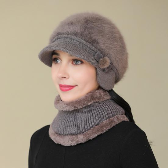 3 шт./комплект для женщин среднего возраста, зимняя шапка, шарф, перчатки, комплект, толстая вязаная защита ушей