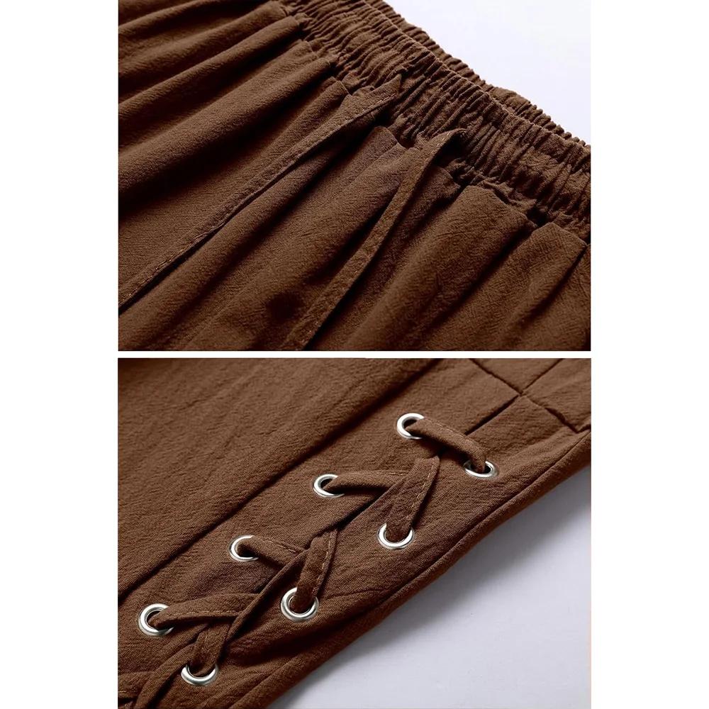 Мужские брюки весна-лето винтажные мужские средневековые викингские хлопковые льняные брюки модные на Хэллоуин винтажные мужские брюки