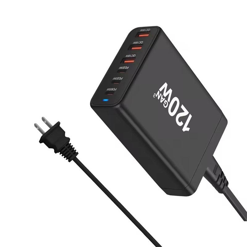 Зарядное устройство GaN 120 Вт, 6 портов, USB Type C, зарядное устройство PD, быстрая зарядка, USB3.0, тип C, быстрое зарядное устройство, зарядное устройство USB для мобильных телефонов