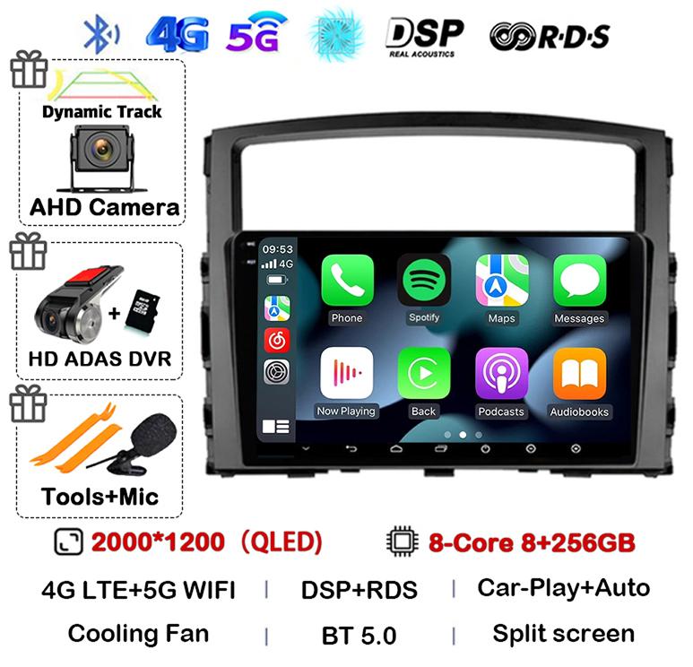 Android 14 Carplay Auto для Mitsubishi Pajero 4 V80 V90 2006 2007 2008 2009 - 2014 Автомобильный Радио Мультимедиа Видео Плеер GPS Стерео