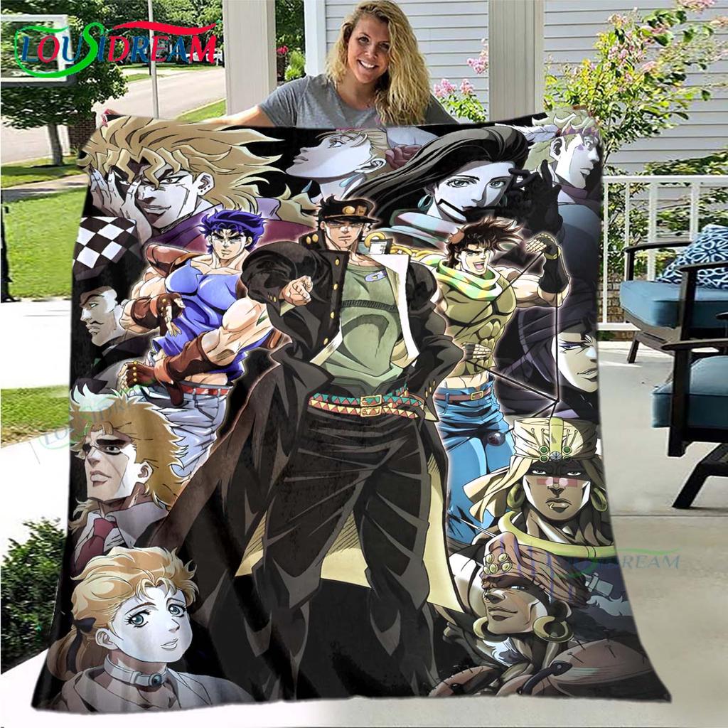 Мультяшный плед J-JoJo's Bizarre Adventure, Фланелевый плед для кровати, дивана, пикника, офиса, похода, отдыха, для сна, подарок на день рождения