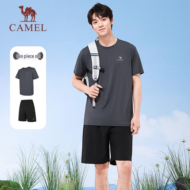 CAMEL Men's Quick-Dry Running T-Shirt & Shorts Set