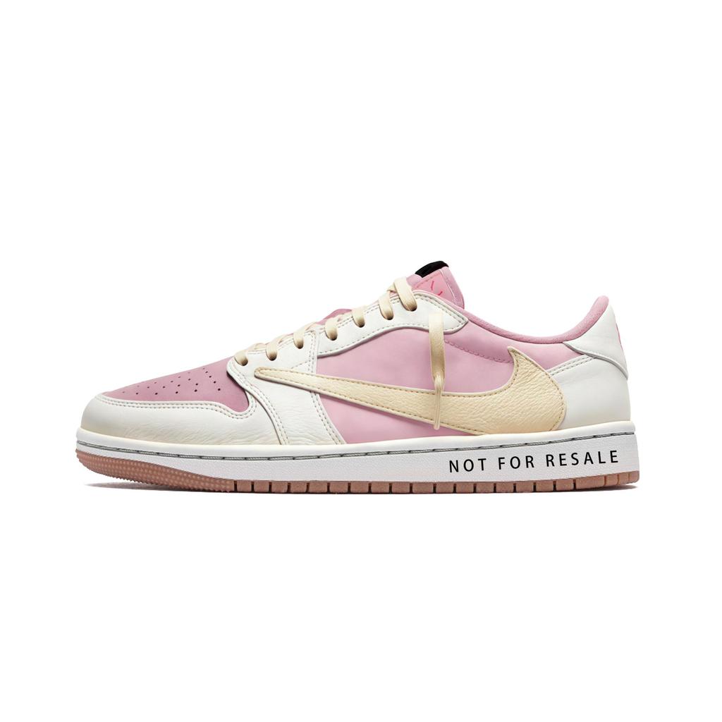 Travis Scott x Jordan Air Jordan 1 No Resale Abrasion Resistant Low top Vintage Basketball Shoes Unisex Pink DZ4137-700(Team1565--)