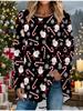 Plus Size Women Spring Christmas Snowman Printed Comfy Long Sleeve Round Collar T-shirt Casual Baggy Mid Length Tee Tops