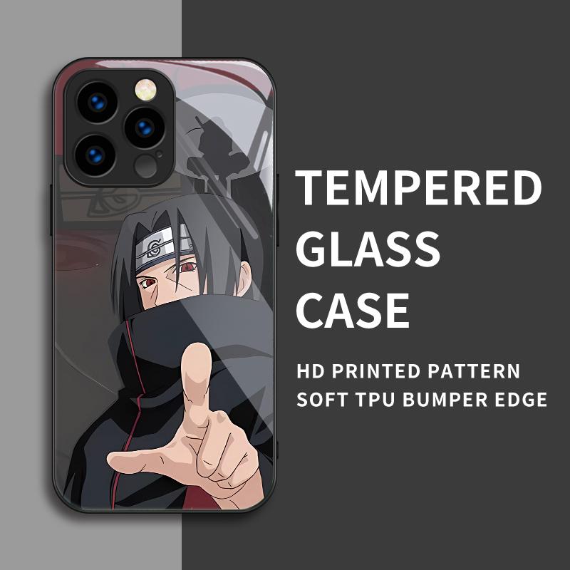 Закаленный стеклянный корпус с рисунком Наруто, защитный чехол, мягкий чехол для iPhone Samsung