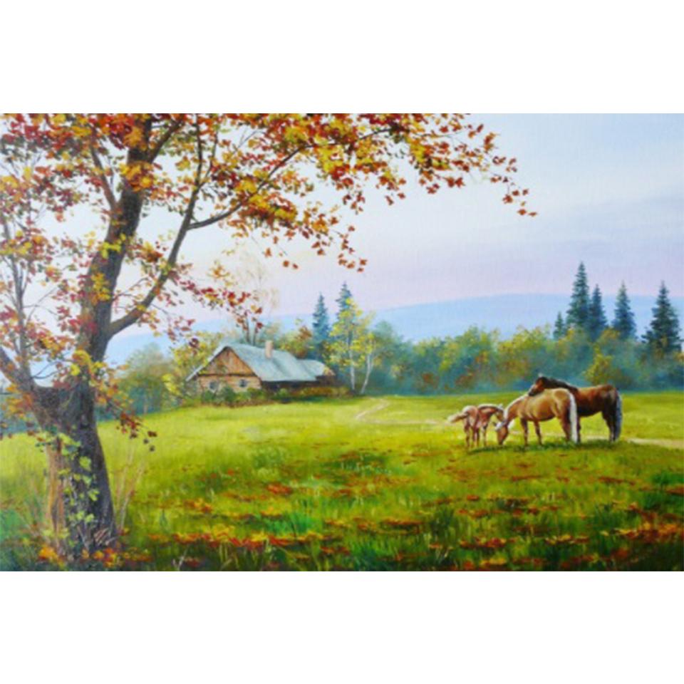5D DIY Diamond Painting Pastoral Scenery Rhinestone Picture Full Round Full Diamond Embroidery Gift Mosaic Home Decoration Kit